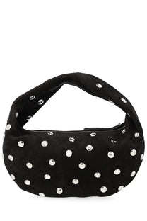 Khaite women’s olive medium hobo bag black black suede handbag adorned with silver toned studs