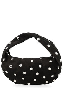 Khaite women’s olive medium hobo bag black suede with silver-toned studs in polka-dot pattern