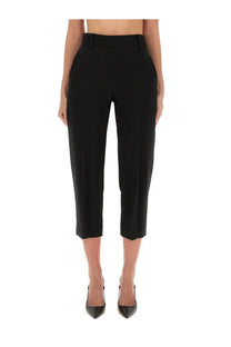 Khaite women’s pants cam black cropped trousers with a sleek tailored fit and clean lines in black