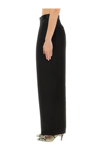 Khaite women’s pants the marine black high-waisted wide-leg trousers with sleek cut and subtle front seam detail