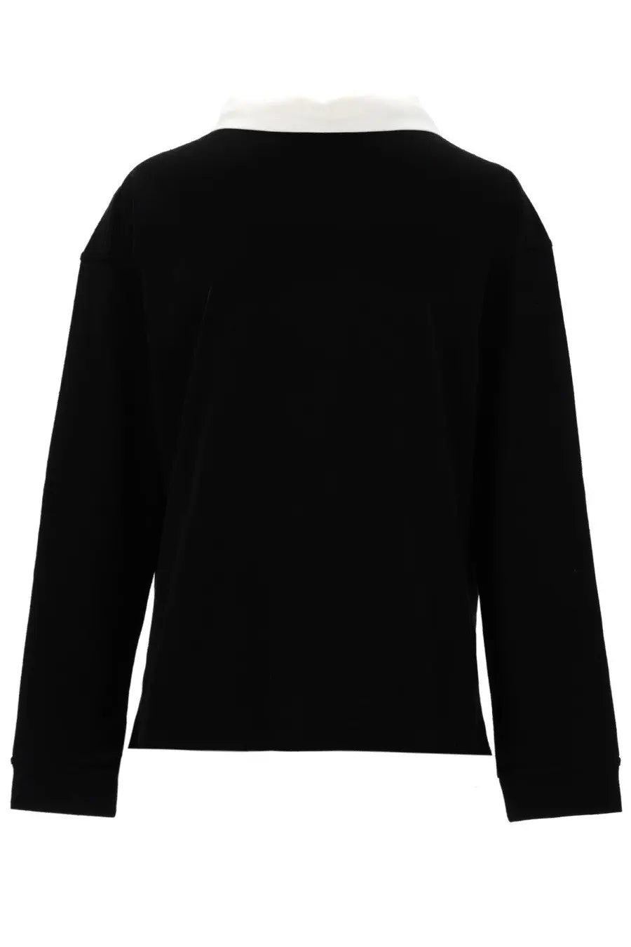 Khaite women’s polo Faithful black long-sleeved top with contrasting white collar in soft fabric for casual wear