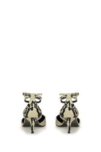 Khaite women’s pump mia pattern black and beige snake-print high-heeled sandals with ankle straps