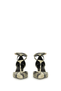 Khaite women’s pump mia pattern black and cream snake-print t-strap heels with sleek modern design