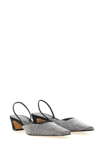 Khaite women’s Roosevelt shoe black slingback heels with black and silver crystal embellishments and low block heel