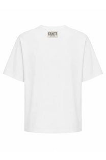 Khaite women’s white cotton t-shirt with minimalist design and small khaite new york label at the neckline
