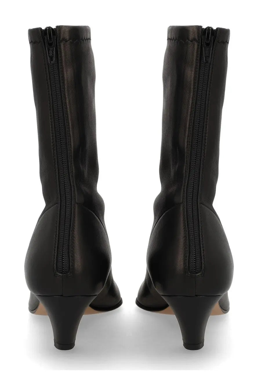Khaite women’s stivale con tacco Arizona black leather ankle boots with sleek minimalist design and low heel