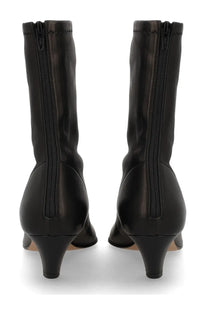 Khaite women’s stivale con tacco Arizona black leather ankle boots with sleek minimalist design and low heel