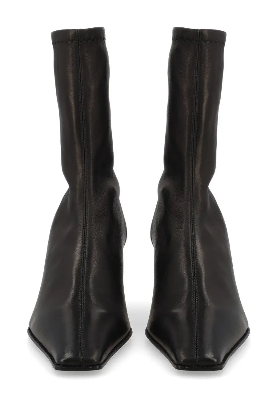 Khaite women’s stivale con tacco Arizona black leather ankle boots with sleek minimalist design and square toe