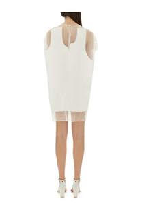 Khaite women’s Winona dress white sleeveless with sheer mesh panels and back cutout detail