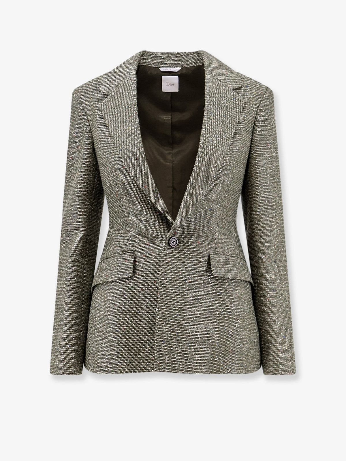 Dior Women's Khaki Donegal Tweed Blazer vert