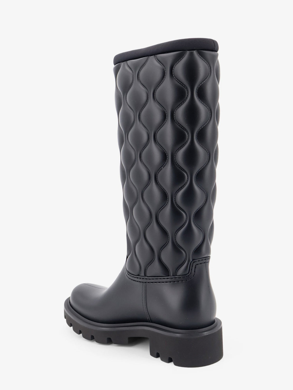 Moncler Women's Kickstream Quilt Pvc and Neoprene Rain Boots Black