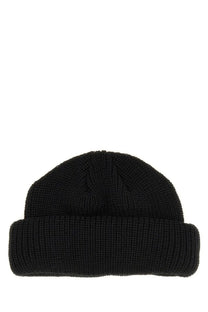Kijima Takayuki women’s black ribbed knit beanie with a folded brim made from soft warm material