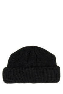 Kijima takayuki women’s knit hat in black ribbed knit with a folded brim for stylish warmth