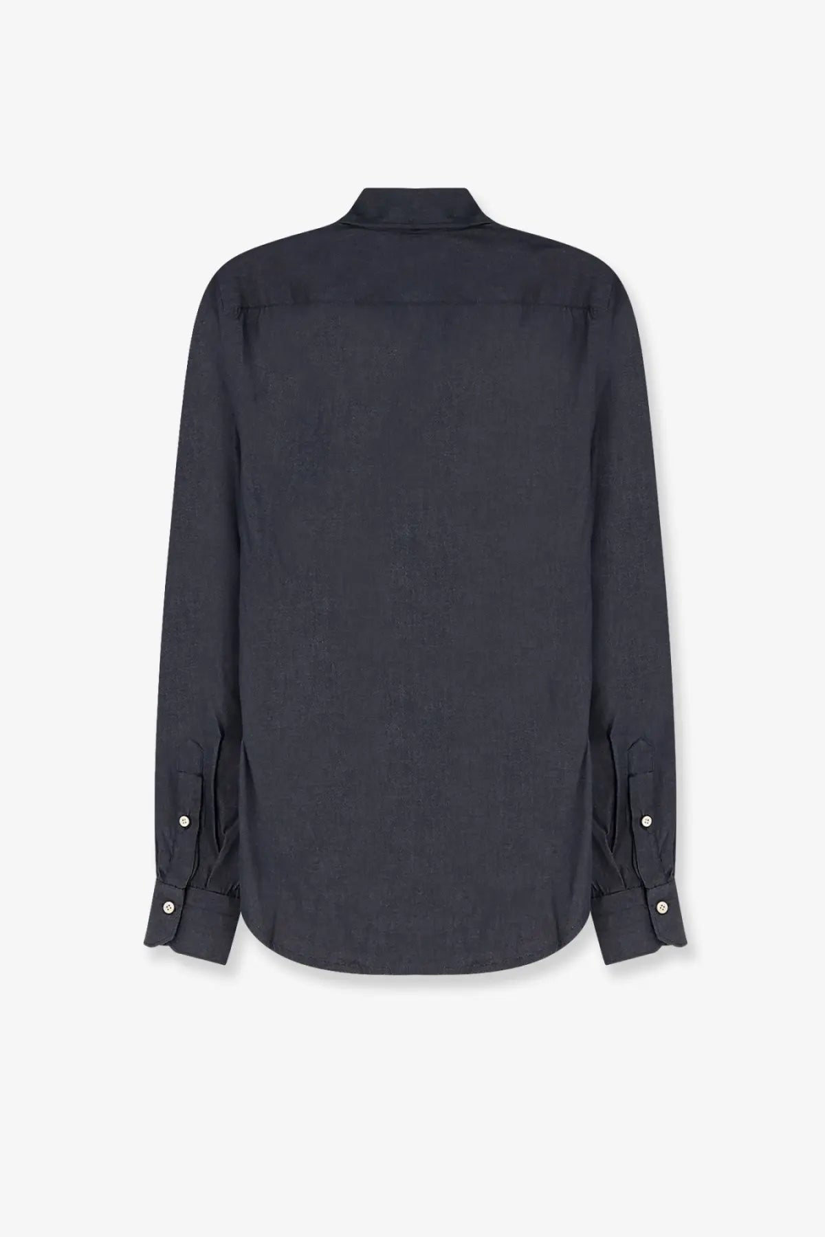 Kiton men’s black cotton long-sleeved button-down shirt with classic collar and subtle textured weave