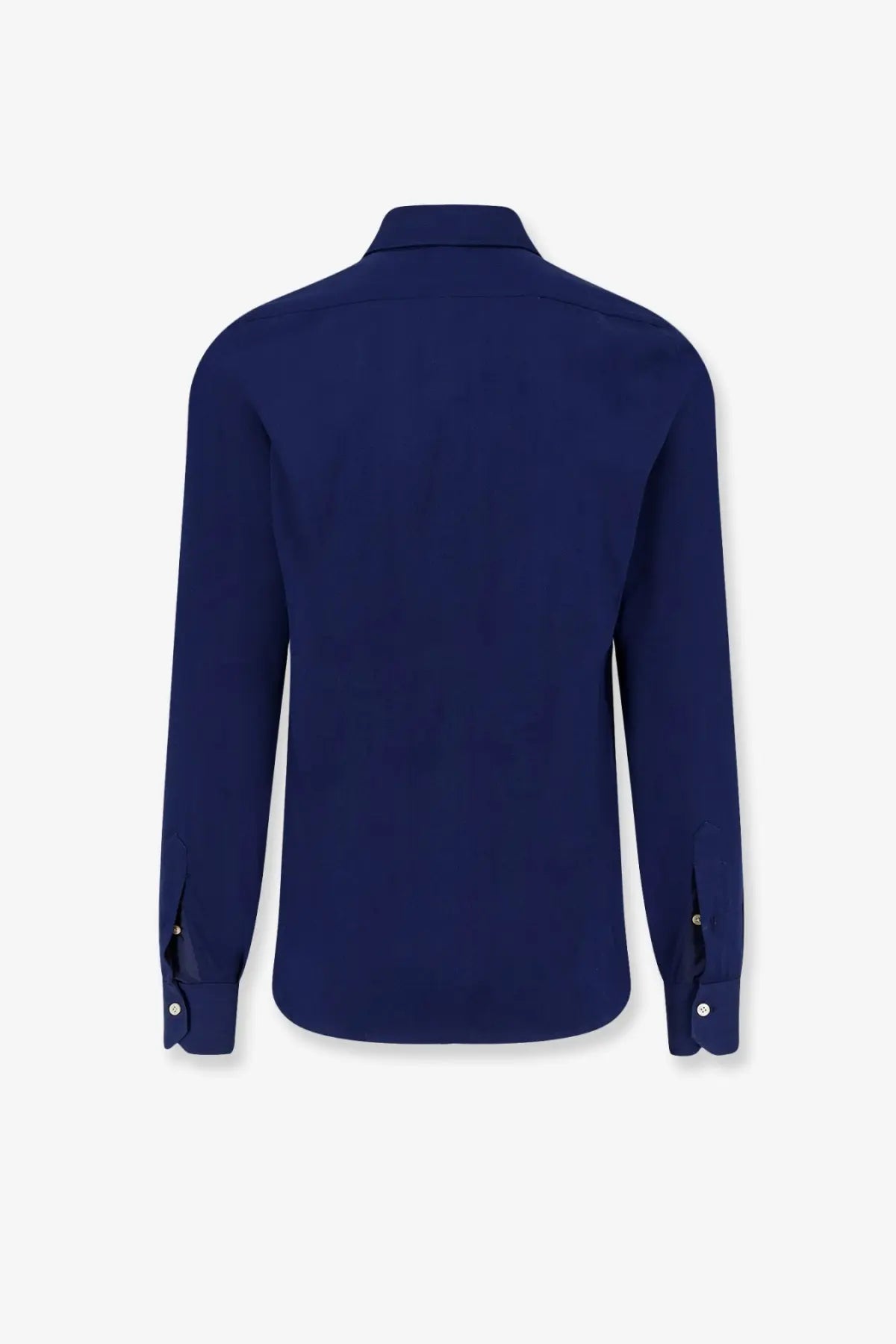 Kiton men’s cotton shirt blue navy blue long-sleeved dress shirt with classic collar and buttoned cuffs