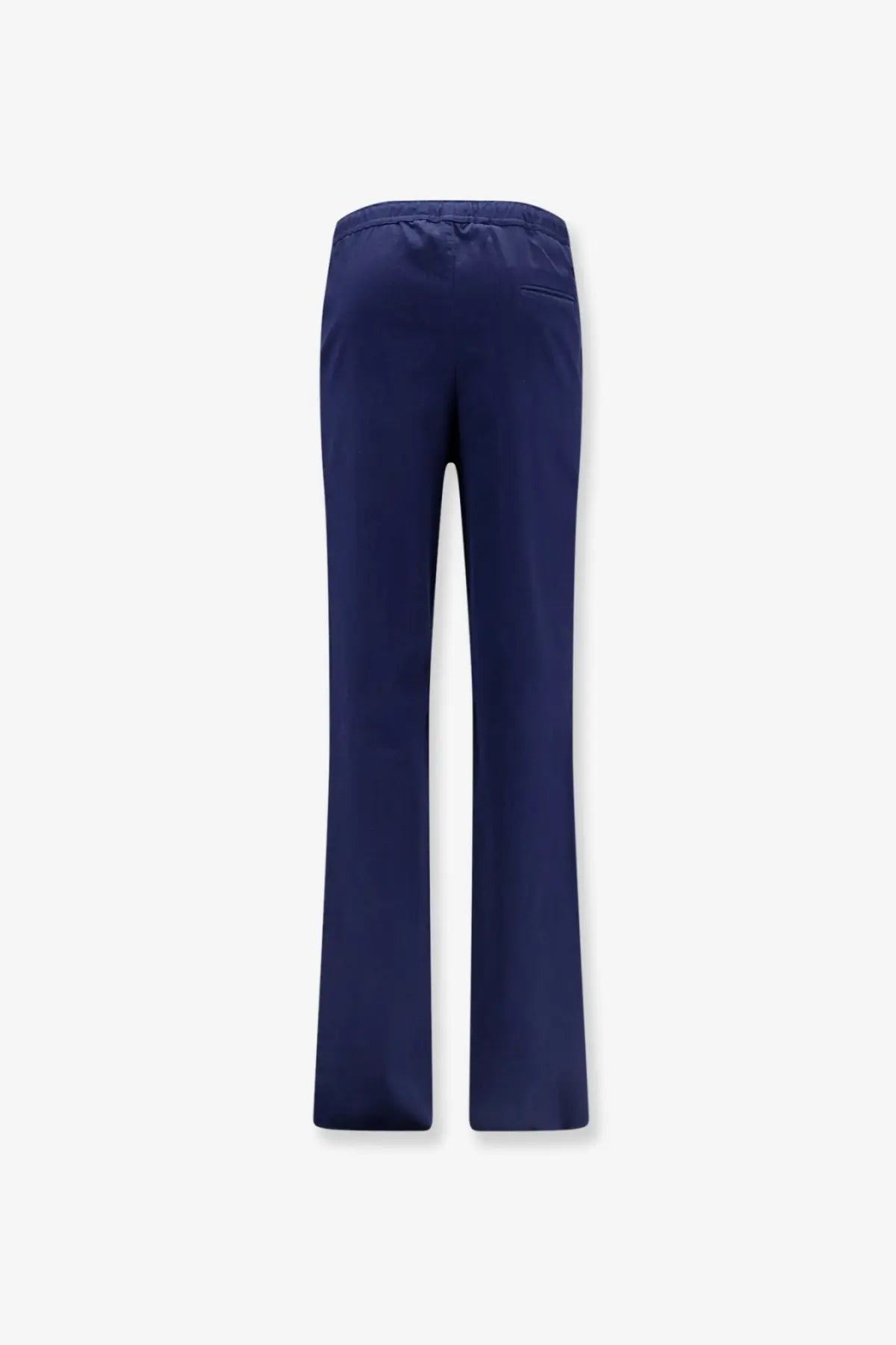 Kiton men’s cotton navy blue straight-leg trousers with drawstring waistband and subtle side seam detailing