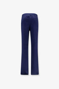 Kiton men’s cotton navy blue straight-leg trousers with drawstring waistband and subtle side seam detailing