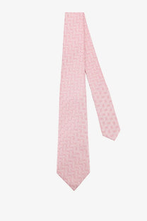 Kiton men’s silk tie in delicate pink with a subtle lighter geometric pattern made of luxurious silk