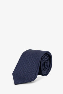 Kiton men’s silk tie multicolor featuring a navy blue silk fabric with a subtle geometric pattern