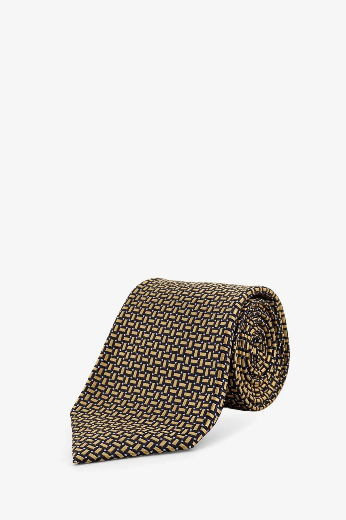 Kiton men’s silk tie rolled showing brown and gold woven pattern multicolor luxury accessory