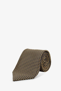 Kiton men’s silk tie rolled showing brown and gold woven pattern multicolor luxury accessory