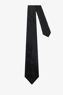 A sleek black silk tie with subtle sheen and classic pointed ends from Kiton men’s silk tie multicolor collection