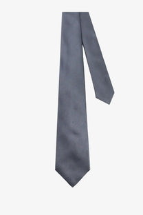 Kiton men’s silk tie in solid gray with subtle sheen and classic pointed tip for formal wear