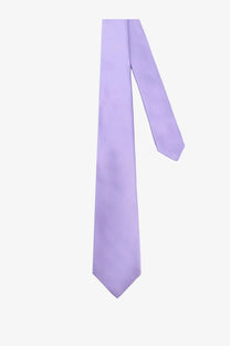Kiton men’s silk tie in solid lavender with a sleek pointed tip and smooth elegant finish