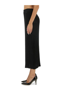 Kiton women’s black knit skirt with sleek fitted waistband and flowing pleated midi design