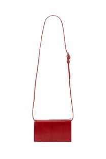 Kiton women’s kros bag red sleek glossy leather crossbody bag with slender strap and gold-tone hardware