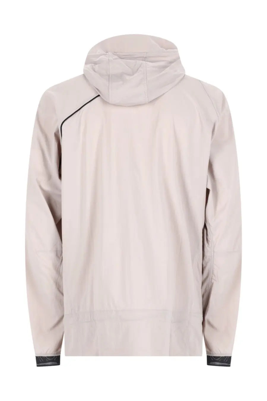 Beige Klättermusen men’s giacca Nal hooded jacket with black trim along seams and cuffs for outdoor use
