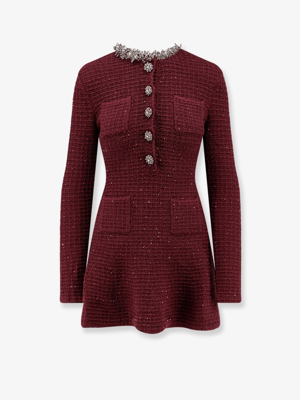 self-portrait Women's Knitted Bordeaux Dress Red