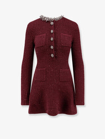 self-portrait Women's Knitted Bordeaux Dress Red