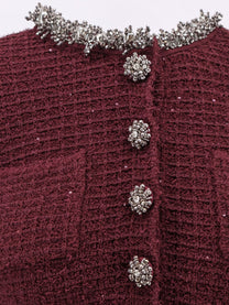 self-portrait Women's Knitted Bordeaux Dress Red, view 3