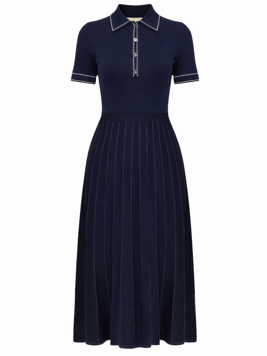 Michael Kors Women's Knitted Polo Shirt Dress Blue