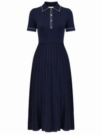 Michael Kors Women's Knitted Polo Shirt Dress Blue