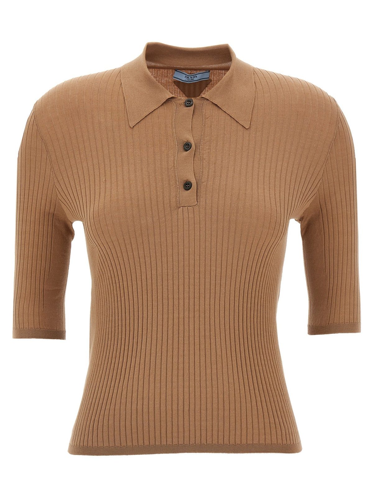 PRADA Knitted Polo Shirt Beige