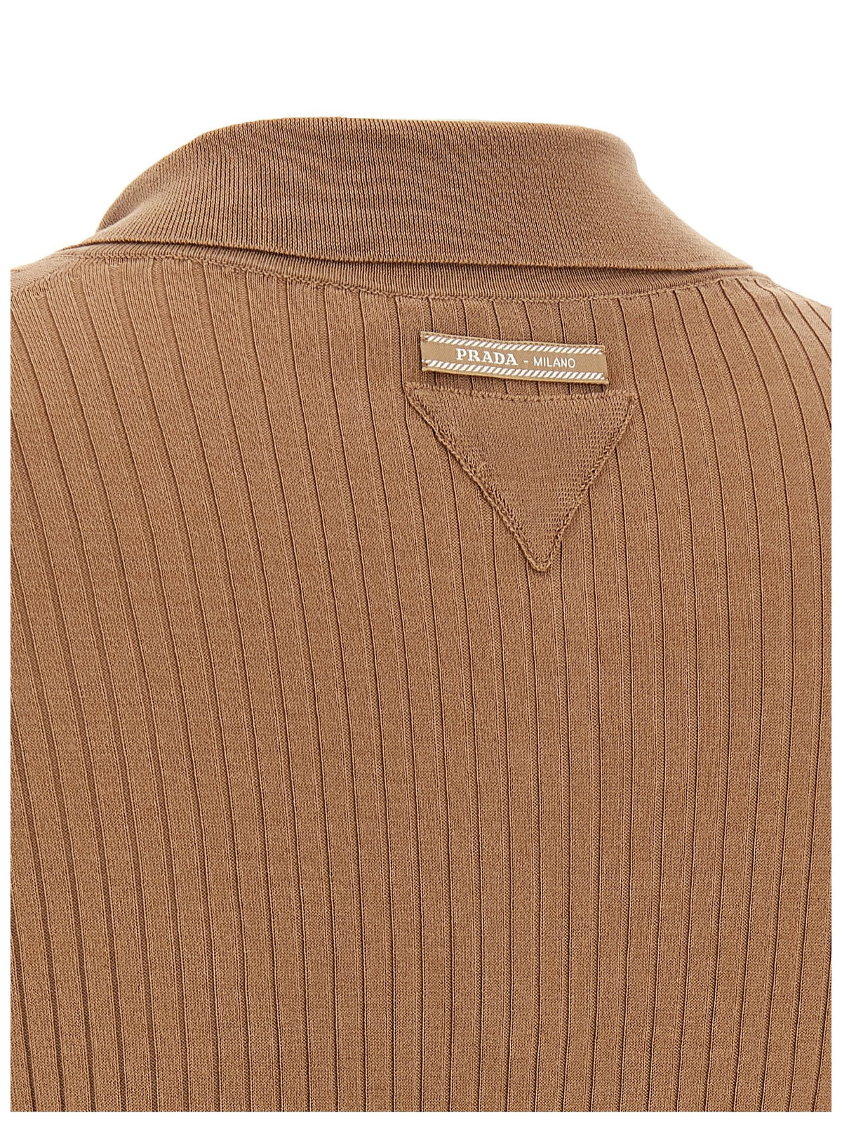 PRADA Knitted Polo Shirt Beige