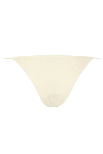 La Reveche women’s slip bikini bottom in cream sheer mesh with thin side ties in Ashar white color