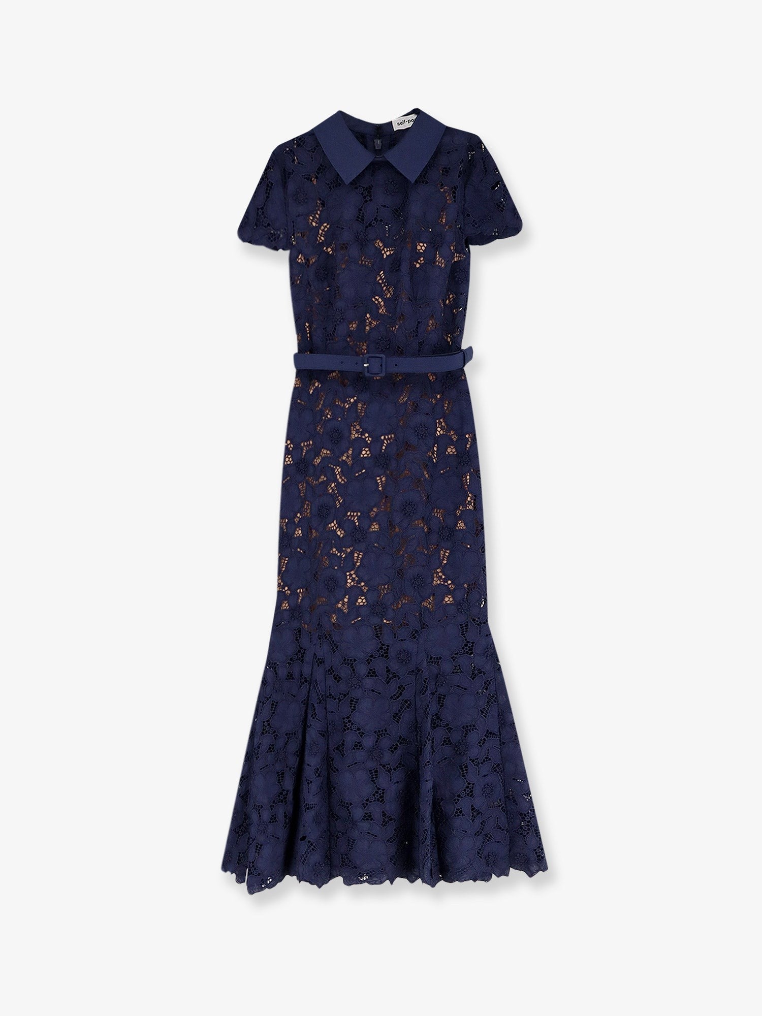 self-portrait Women's Navy Guipure Lace Midi Dress Blue