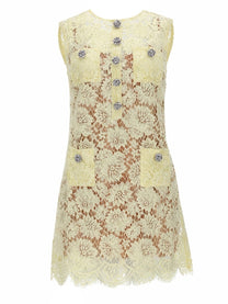 self-portrait Women's Lace Mini Dress Yellow