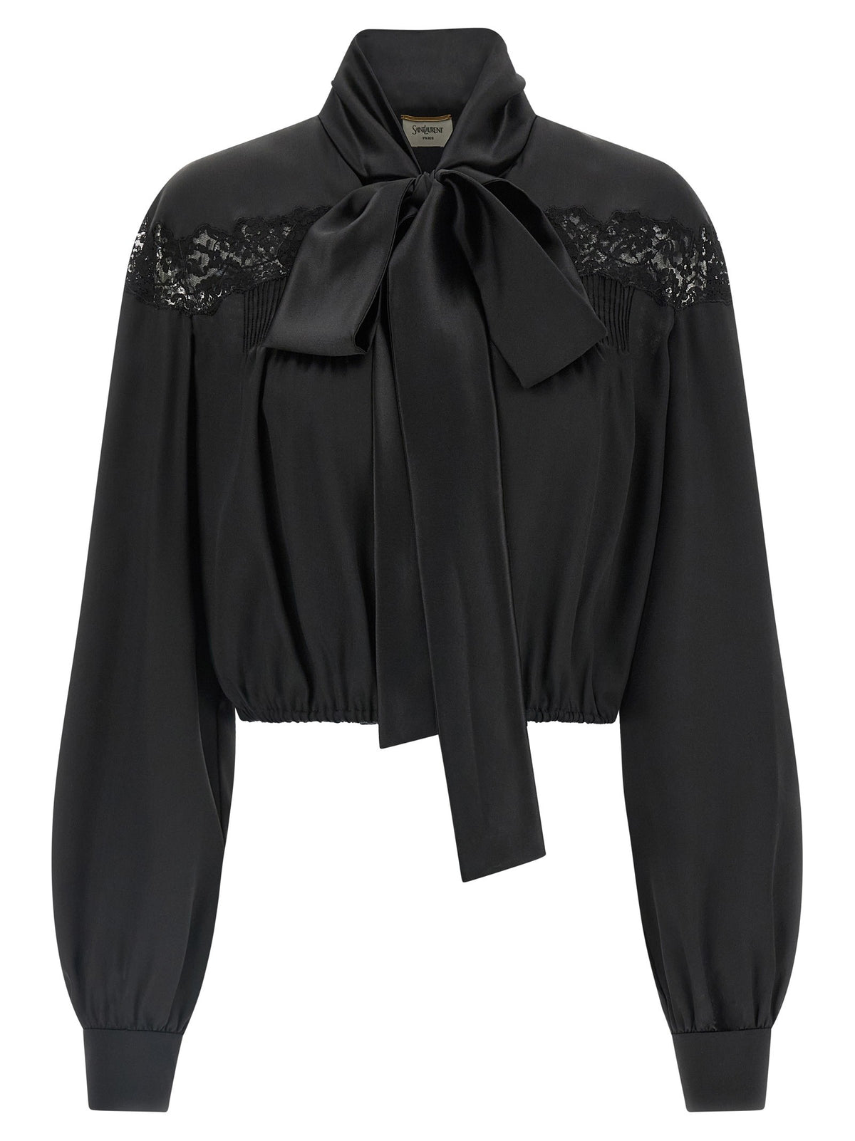 Saint Laurent Lace Silk Shirt Black