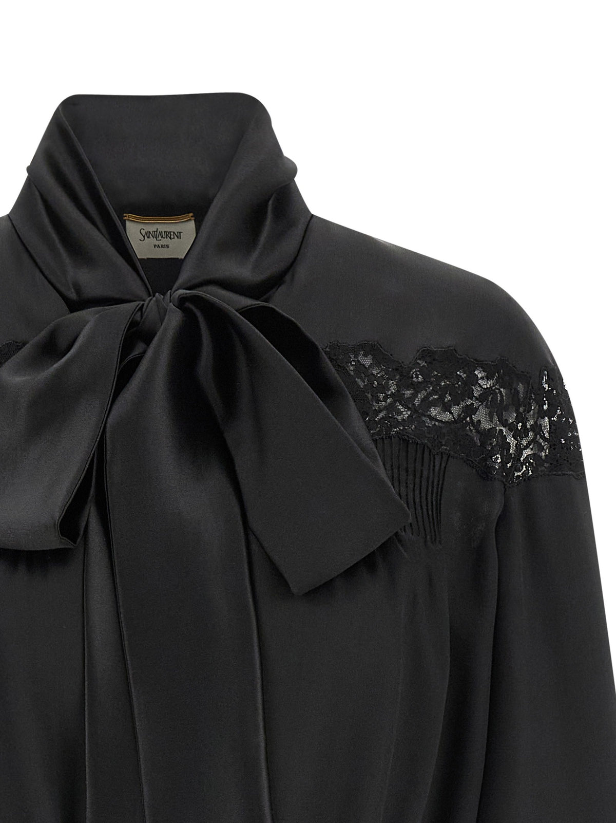 Saint Laurent Lace Silk Shirt Black