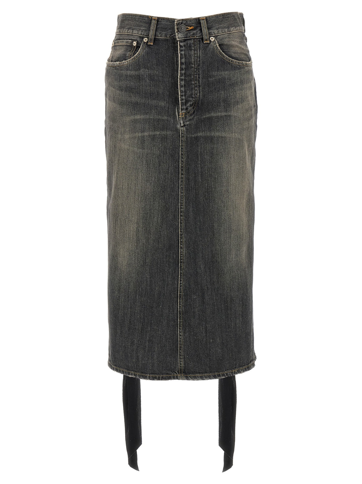 Balenciaga Lace up Denim Skirt Grey