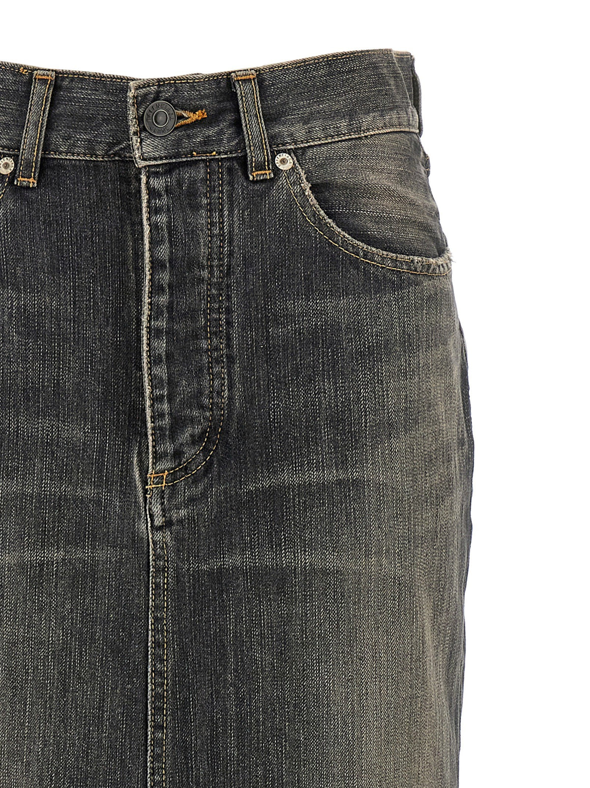Balenciaga Lace up Denim Skirt Grey