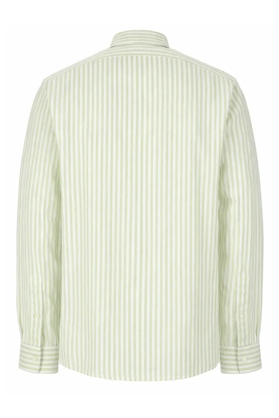 Lacoste men’s camicia con green light green and white striped long-sleeved cotton button-up shirt with classic collar