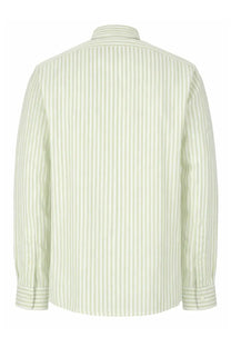 Lacoste men’s camicia con green light green and white striped long-sleeved cotton button-up shirt with classic collar