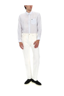 Lacoste men’s camicia con multicolor crisp white and light blue striped long-sleeve button-down shirt with chest pocket