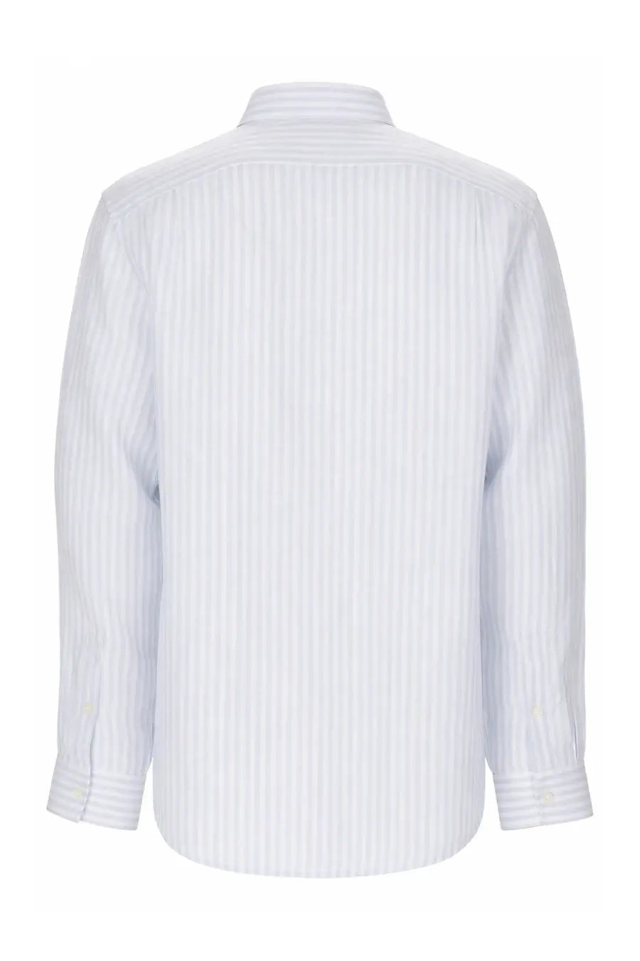 Lacoste men’s camicia con multicolor white button-down shirt with fine light blue vertical stripes in crisp cotton fabric