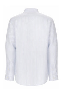 Lacoste men’s camicia con multicolor white button-down shirt with fine light blue vertical stripes in crisp cotton fabric